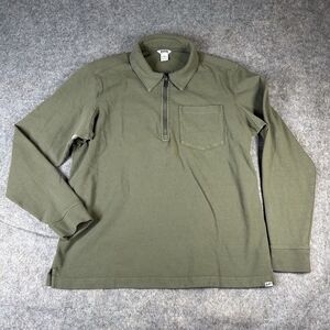 Duluth Trading Pullover Mens Large Rugby Knit Half Zip Olive Green Standard Fit